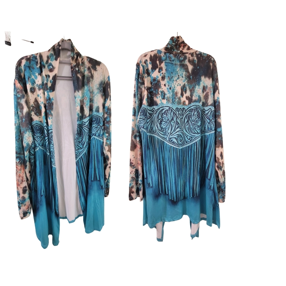 Lightweight Jacket Kimono Not Sheer Long STUNNNG western Vibe BOHO chic. - Picture 2 of 5